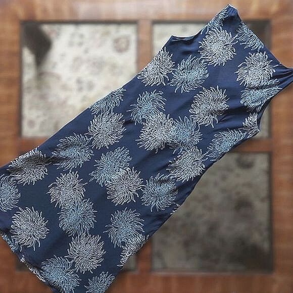 Vtg Y2K Planet sheer navy sleeveless summer maxi dress - Picture 4 of 16